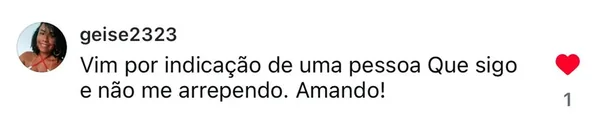 Depoimento de cliente sobre a plataforma