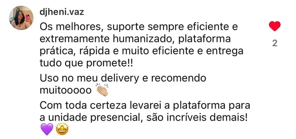 Depoimento de cliente sobre a plataforma