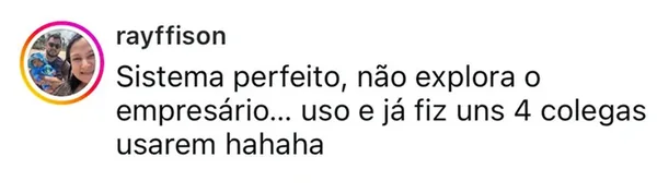 Depoimento de cliente sobre a plataforma