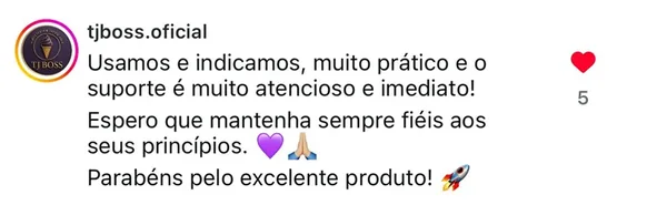 Depoimento de cliente sobre a plataforma