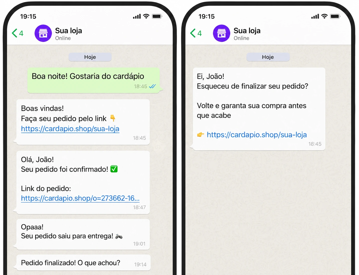 Simulação de mensagens automáticas pelo WhatsApp